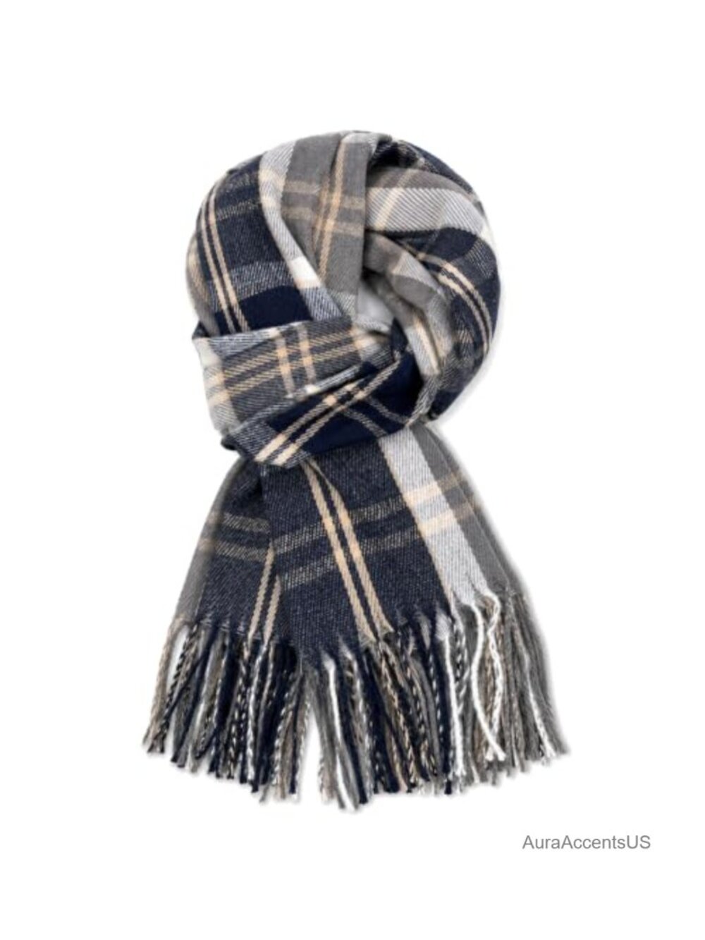 Women's Plaid Fringe Scarf Oversized Soft Cashmere-Like Shawl Wrap